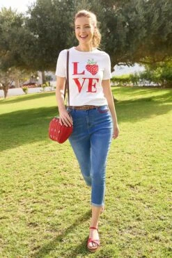 Joe Browns Love Slogan Strawberry Graphic Crew Neck Graphic T-Shirt