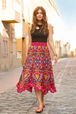 Joe Browns Fließender Rock Im Boho-Design Mit Geraffter Taille Und Zipfelsaum -Angebote Stil Welt Store B20516s6