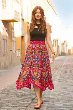 Joe Browns Fließender Rock Im Boho-Design Mit Geraffter Taille Und Zipfelsaum -Angebote Stil Welt Store B20516s6 scaled