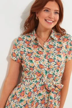 Joe Browns Floral Print Short Sleeve Linen Blend Shirt Dress -Angebote Stil Welt Store B30868s4