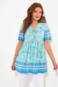 Joe Browns Floral Button Through Lace Trim Tunic