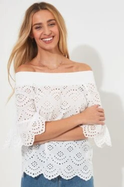 Joe Browns Classic Broderie Anglaise Off Shoulder Top