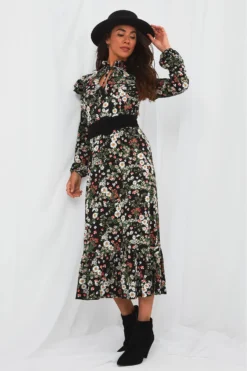 Joe Browns Langärmeliges Kleid Mit Floralem Waldmuster Und V-Ausschnitt