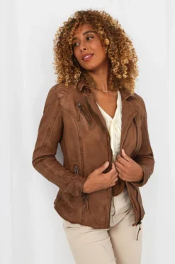 Joe Browns Bikerjacke Aus Leder Mit Reissverschluss