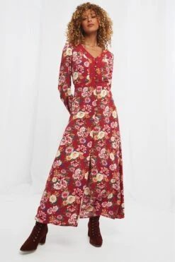 Joe Browns Geblümtes Boho-Maxikleid Mit Knopfleiste
