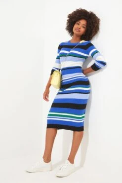 Joe Browns Gestreiftes Midikleid Aus Rippstrick