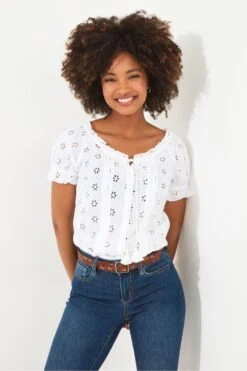 Joe Browns Oberteil Mit Lochstickerei Und Bindeband Mit Quasten