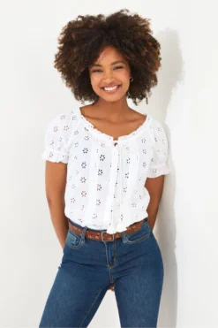 Joe Browns Oberteil Mit Lochstickerei Und Bindeband Mit Quasten