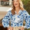 Joe Browns Florale Bluse Mit Schluppe Und Ballonärmeln