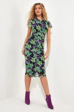 Joe Browns Tropisch Geblümtes, Figurbetontes Midikleid