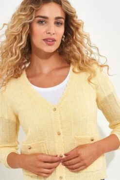 Joe Browns Strickjacke Mit Bogenkanten Und V-Ausschnitt, Zitronengelb -Angebote Stil Welt Store N76389s4