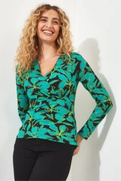 Joe Browns Florales Wickeltop Aus Jersey In Neon