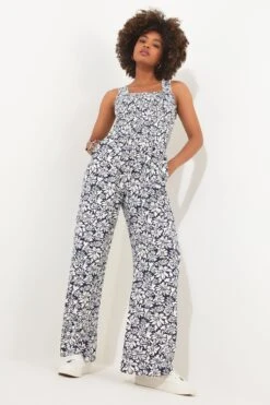 Joe Browns Geblümter Jersey-Overall, Schwarzweiß