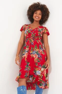 Joe Browns Kleid Mit Volantsaum Und Rosenprint -Angebote Stil Welt Store N76441s5