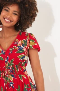 Joe Browns Kleid Mit Volantsaum Und Rosenprint -Angebote Stil Welt Store N76441s6