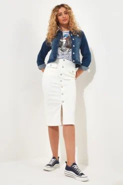 Joe Browns Denim-Midirock, Ecru -Angebote Stil Welt Store N76476s3 scaled