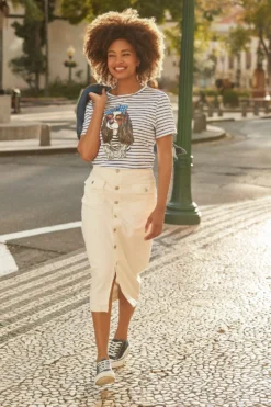 Joe Browns Denim-Midirock, Ecru -Angebote Stil Welt Store N76476s5 scaled